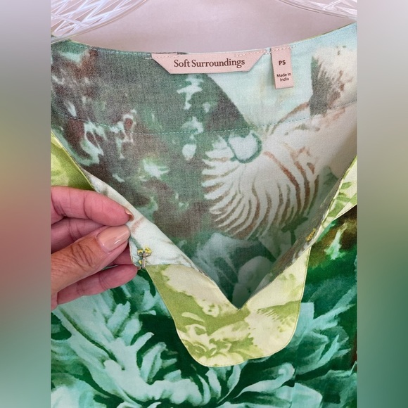 Soft Surroundings Tropical Green Havana Maxi Dress Size petite small - Picture 4 of 8